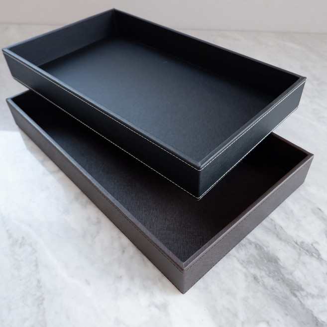 유피어 가죽 모던 트레이 (특대), 1개, 블랙