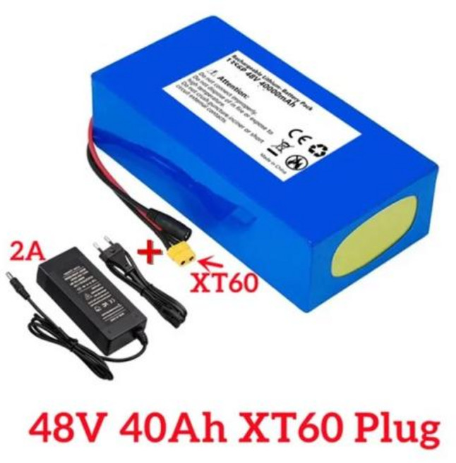 전기 자전거 스쿠터용 리튬 이온 배터리 48V 배터리 40Ah 500W 750W 1000W 모터 13S6P, 1개