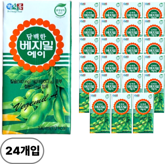 베지밀 담백한 에이 두유, 190ml, 24개
