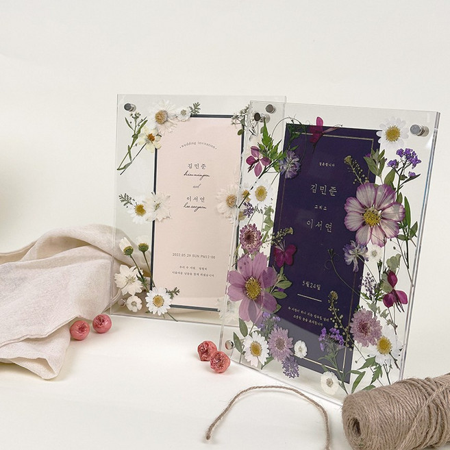 청첩장 액자 압화 액자 프레스코21 DIY 셀프 웨딩액자 아크릴액자 결혼선물, 1개