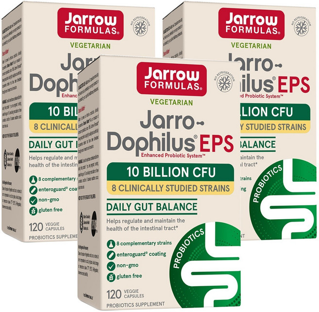 Jarrow FORMULAS 賈羅公式 Jarro Dophilus EPS 100億益生菌素食膠囊, 120顆, 3盒