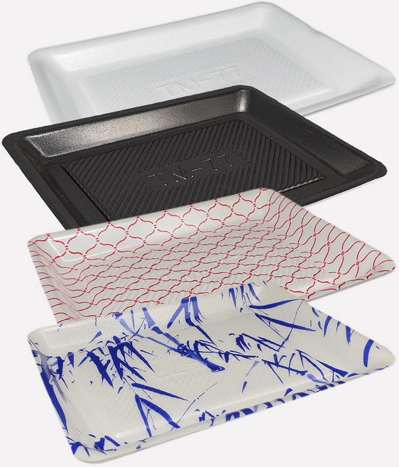 용기닷컴 PSP 스티로폼 사각접시 도시락 포장용기 77호, 적그물(1box/800개), 1개, 1개