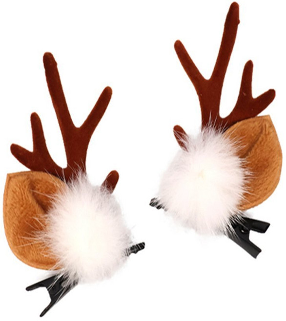 이샵 크리스마스 사슴 머리핀 코스튬 여아머리핀 1쌍 머리삔 여아포인트핀 머리집게핀