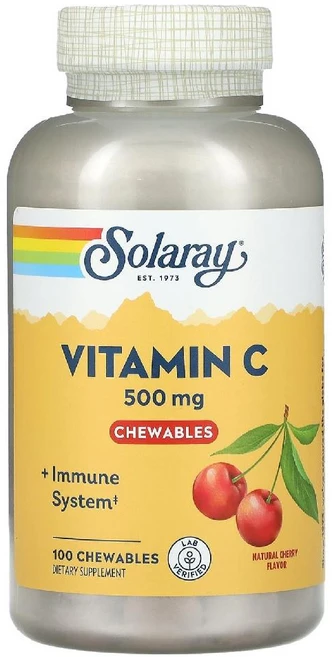 쏠라레이 비타민C 츄어블 체리 500mg 100정, 2개 - 쿠팡