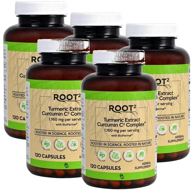 비타코스트 ROOT2 터메릭 커큐민 C3 컴플렉스 1160mg 퍼서빙 바이오페린 캡슐 Vitacost Turmeric Extract Curcumin C3 Complex, 5개, 120정 - 쿠팡