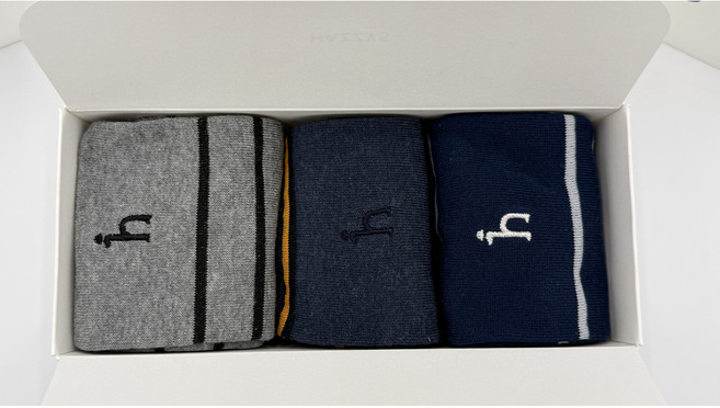 헤지스 면혼방 남성 스트라이프 양말(선물포장)