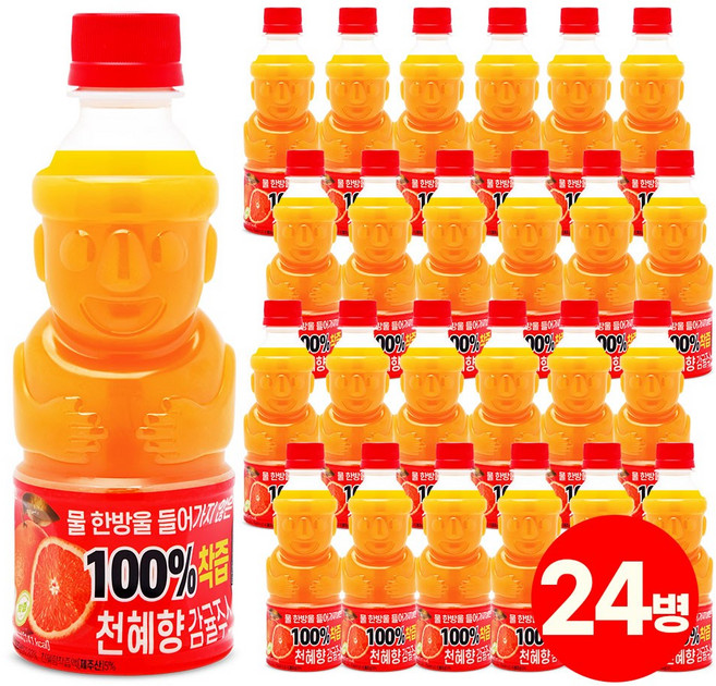 제주썬 착즙 천혜향감귤주스, 24개, 320ml