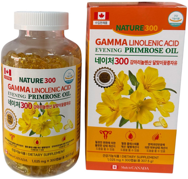 네이처스힐 캐나다직수입 감마리놀렌산 달맞이꽃종자유 (1001mg * 300캡슐) 'Evening Primrose Oil', 1개, 300정