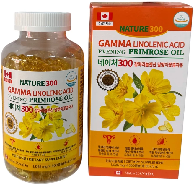 네이처스힐 캐나다직수입 감마리놀렌산 달맞이꽃종자유 (1001mg * 300캡슐) 'Evening Primrose Oil', 1개, 300정 - 쿠팡