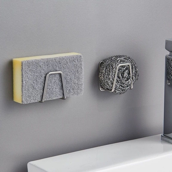 스테인레스 수세미홀더 곰팡이 녹방지 냄비뚜껑걸이 다용도고리 국자걸이 뒤집개 간편부착식, 1개