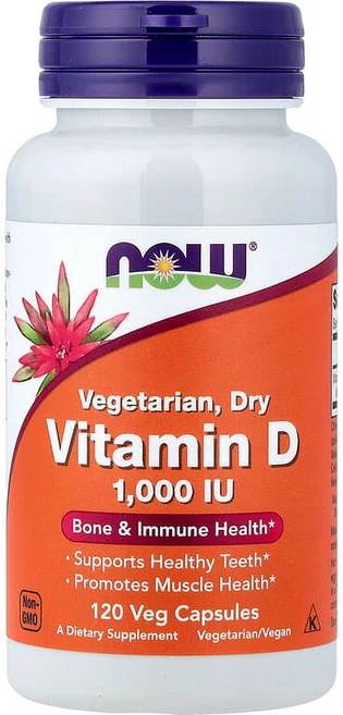 NOW Foods 채식주의자용 건조 비타민D 1000IU 베지 캡슐 120정 NOW-00368, 1 - 쿠팡
