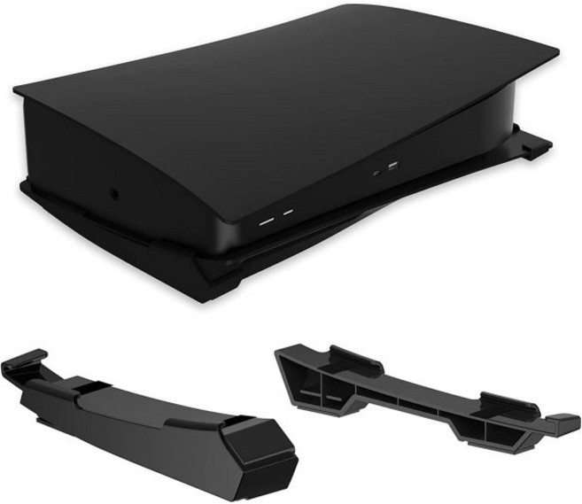 넥시고 PS5 수평 스탠드 PS5와 엣지 컨트롤러용 충전 스테이션 조절 속도의 조용한 냉각 팬 [자동 전원 켜기끄기 디스크 디지털 호환 슬림용 아님, Black, Standalone