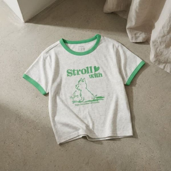 탑텐 키즈 유아 아동 주니어 쿨에어 코튼 그래픽 링거 반팔티 MKF2TS2005