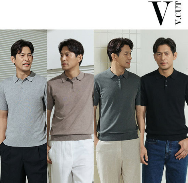 브이컷 26SS NEW 남성 린넨 카라니트 4종