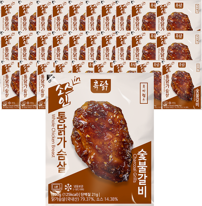 흑닭 소스인 통닭가슴살 숯불갈비, 30개, 100g