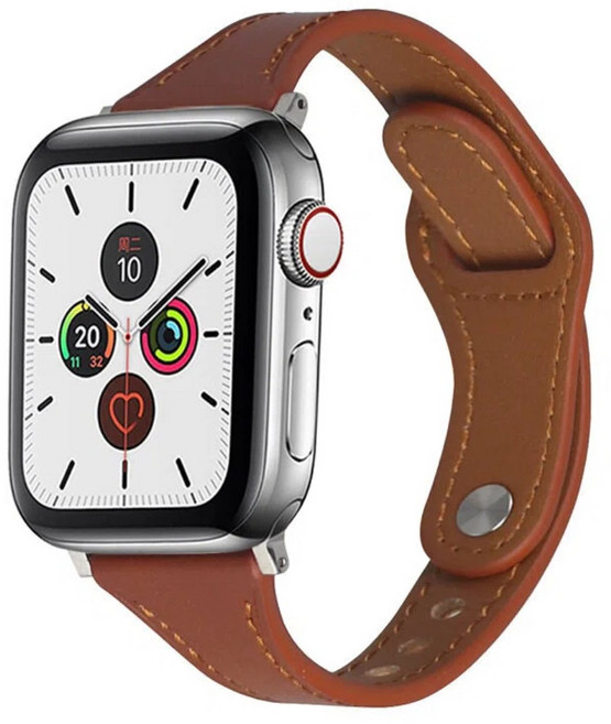 BuGeum 애플워치 스트랩 가죽 버클 호환 밴드 11 10 9 8 7 6 5 4 SE3 SE2 Ultra2/3, 1개, 갈색