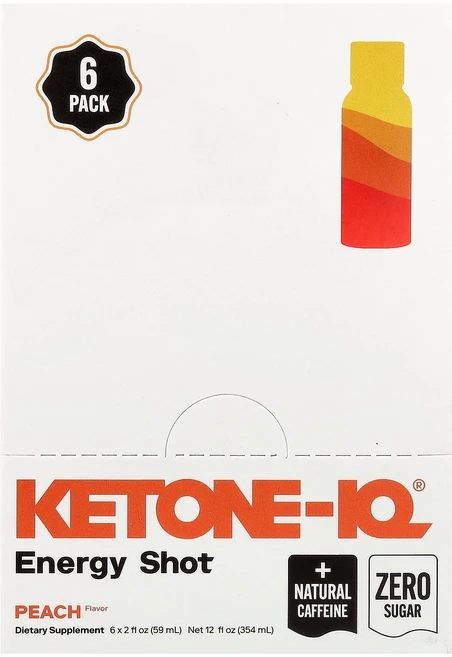 Ketone-IQ Energy Shot Peach 6 Bottles 2 fl oz (59 ml) Each, Ketone-IQ, Energy Shot, Peach,, 59ml - 쿠팡