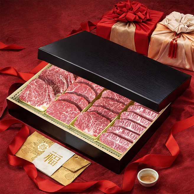 [함평천지한우] [VIP] 프리미엄 선물세트 1++등급(마블링 지수 9) 등심(1팩)안심(1팩)채끝(1팩)특수부위(1팩) (각 1kg), 1개