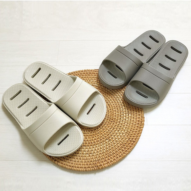 납짝 욕실화, 2개, 샌드+그레이