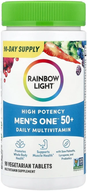 Rainbow Light Men's One™ 50+ Daily Multivitamin High Potency 90 Vegetarian Tablets, 1개 - 쿠팡