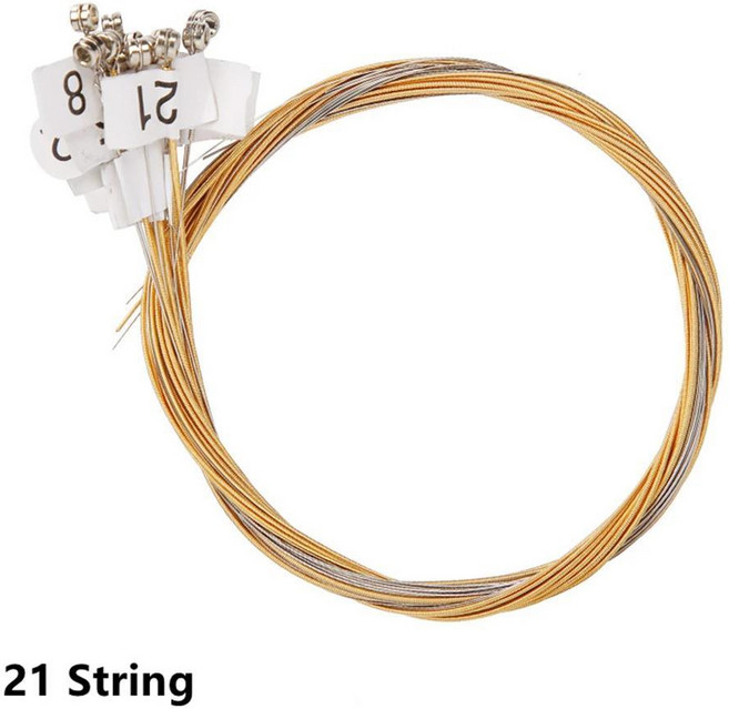 하프 호환 리라 황동 현 세트 나일론 스트링 교체 초보자 악기 1 15 16 19 21 24, 21 Brass Strings, 1개