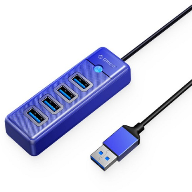 오리코 C타입 4포트 USB 허브 USB3.0 5Gbps PW4U-C3, 블루, 1개