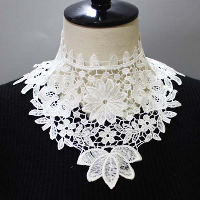 여성 하프넥 반목 레이스 레이어드 페이크 폴라 카라 넥케이프 F208