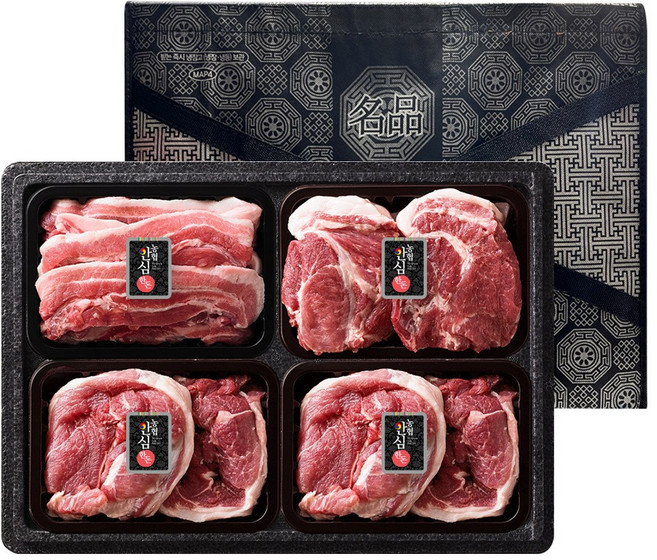 [농협안심한돈] 한돈 돼지 2kg 선물세트(삼겹살500g+목살500g+앞다리500gx2), 500g, 1