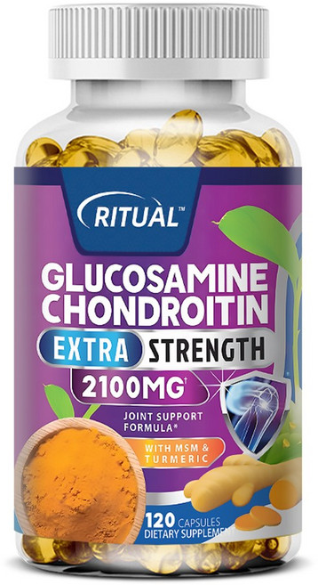 글루코사민 콘드로이틴 복합체와 강황 뿌리 추출물이 함유된 관절 건강 보조제 120캡슐(채식 캡슐), 1개, 60정