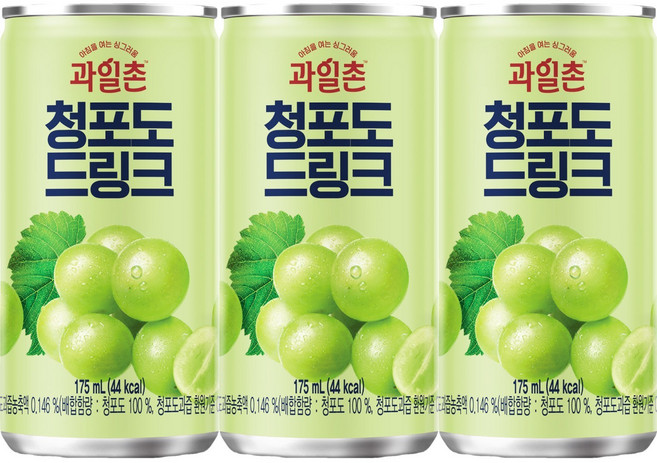 해태 과일촌 청포도 드링크 175ml x 30캔, 15개