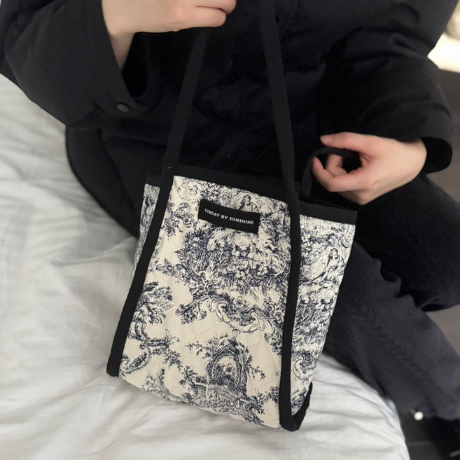 선데이바이선샤인 서양 명화 패턴 뜨왈 클래식 빈티지 데일리 토트백
