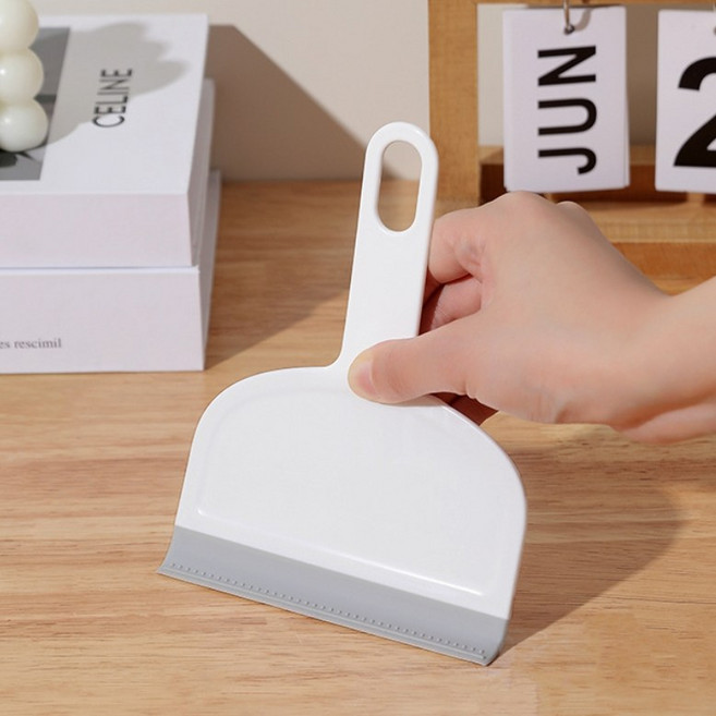 실리콘 미니 빗자루 쓰레받기 세트 반려동물 전용 털 사료 모래 청소 고양이 강아지 필수템 학교준비물, 화이트, 1개