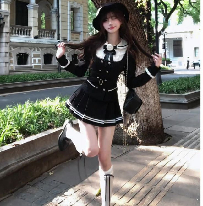 여성 교복 스타일 셔츠 스커트 세트 코스프레룩