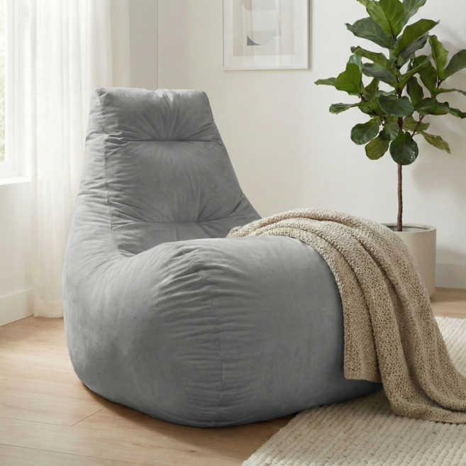 보니타 자이언트 F951K 허그핏 말랑 스웨이드 빈백소파, 스모크