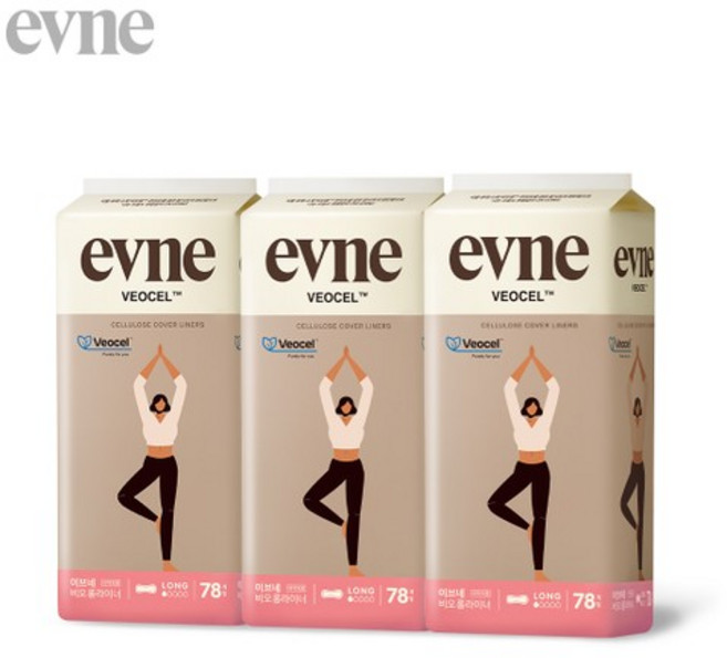 [3팩] 이브네 프리미엄 비오셀 롱 팬티라이너17.5cm 78매x3팩
