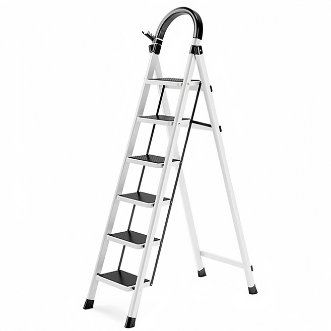 사다리 접이식사다리 탄소강 가정용사다리 화이트 4단/5단, 1개