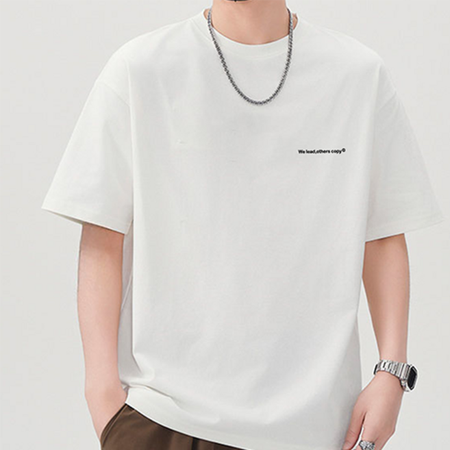 데일로엔 남자 여름 라운드넥 베이직 레터링 반팔티셔츠