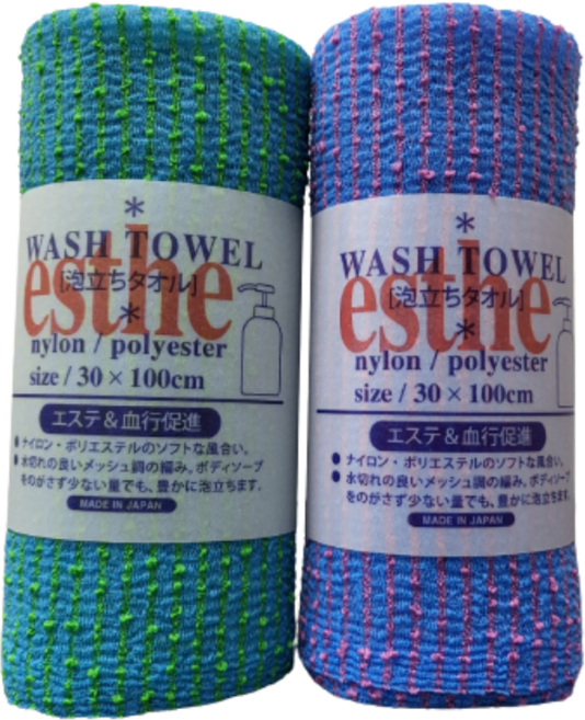 [신박한 잡화] 일본 샤워타올 부드럽고 까실한 에스테 샤워타올 2P 목욕용품 색상랜덤, 랜덤발송, 1개입, 2개