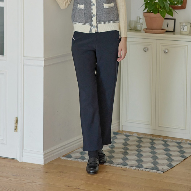 씨엘스토리 여성 국내생산 띠패치 기모 일자 스트레이트 팬츠