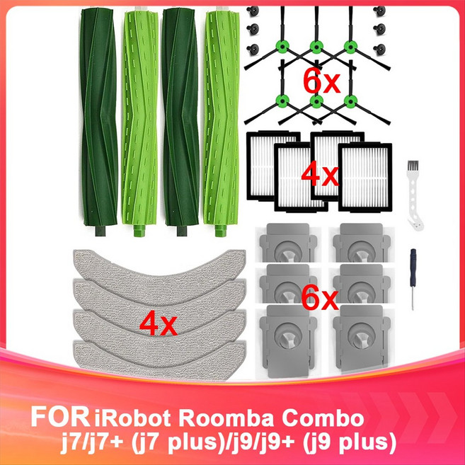 Irobot Roomba Combo J7/J7+ J7 Plus/J9/J9+ J9 Plus Robot Vacuum Cleaner Accessories 롤러 브러시 걸레 패드, 그림처럼