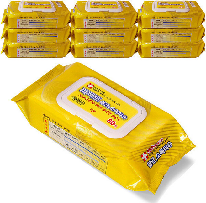 퍼팩트 살균 소독티슈 안심물티슈 안심제균, 1, 80매