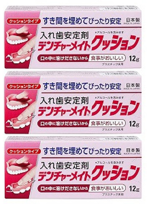 일본 덴처메이트 틀니 의치 접착제 안정제 12g 3개 세트, 12ml