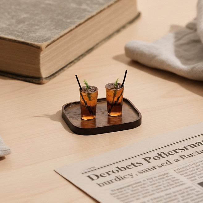 미니어처 아메리카노 세트 납골당 봉안당 꾸미기 쟁반 커피 빨대