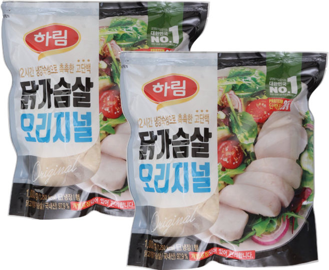 하림 닭가슴살 오리지널, 1kg, 2개