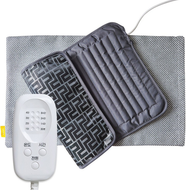 한일의료기 최고급 온열 찜질기 전자파없는 허리 복부 전기 배 찜질 매트, 라이트그레이