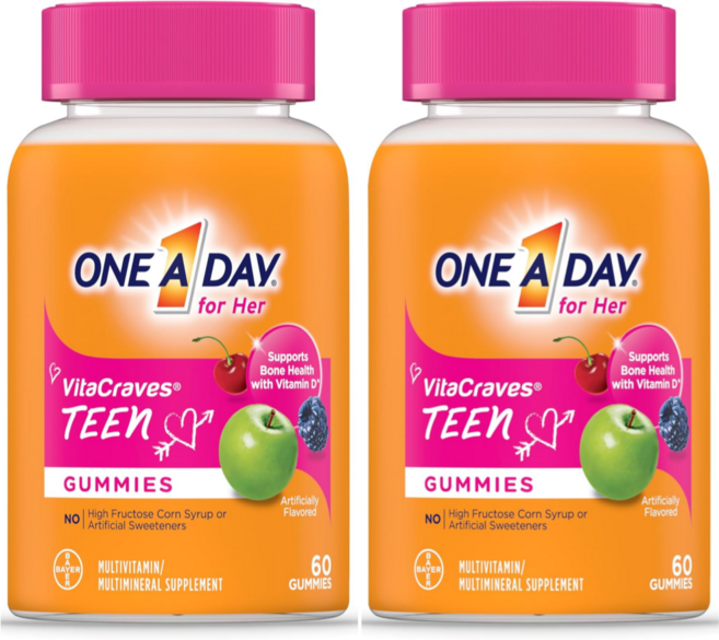 미국직구 원어데이 10대 여성을 위한 VitaCraves For Her Teen 멀티비타민 60 구미 2병, 2개, 30회분