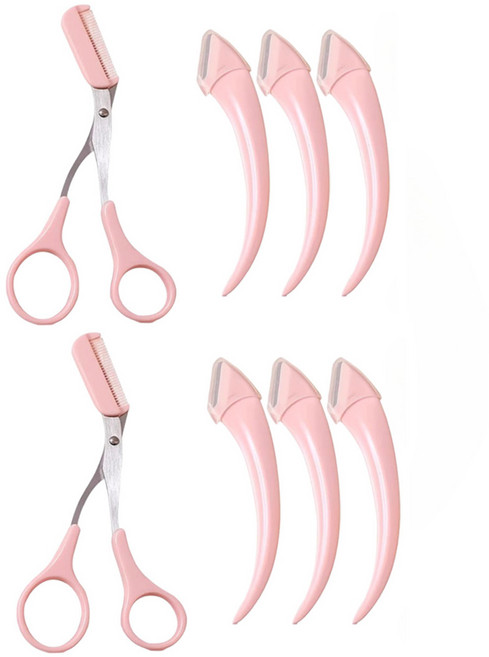 로에드 눈썹칼 가위 4종세트 올인원 여성 남성 눈썹 정리 칼 눈썹면도기 수정칼 가위 세트, 2세트, 반달눈썹칼3개+가위1개