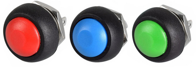 원형 12mm 스위치 푸시온 전원 리셋 온 오프 누름 동작 ON OFF 컬러 색상, NG923. 푸쉬 온 스위치 12mm 그린, 1개