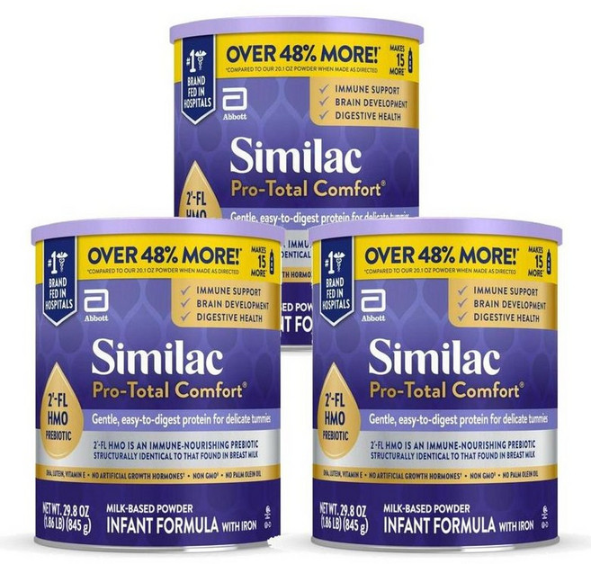 Similac 씨밀락 프로 토털 콤포트 유아 분유 845g, 3개