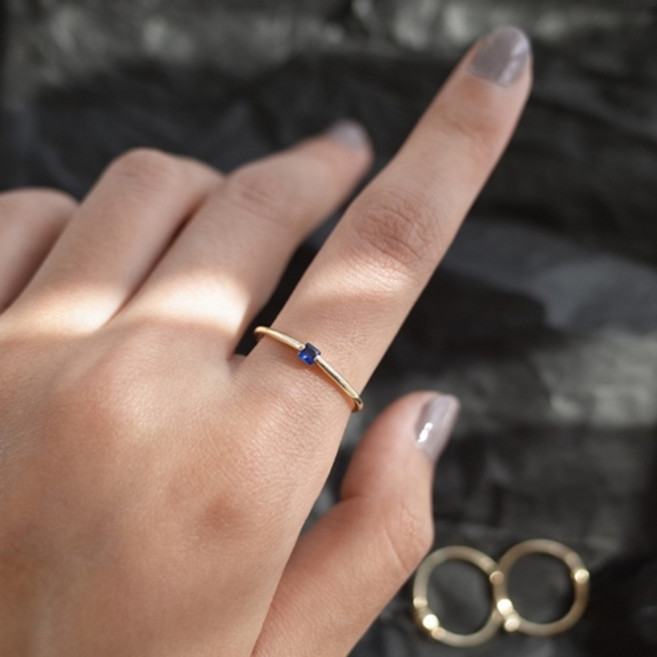 에르모사제이 R105 실버 925 유니크 블루 레이어드 큐빅 오픈링 은 반지